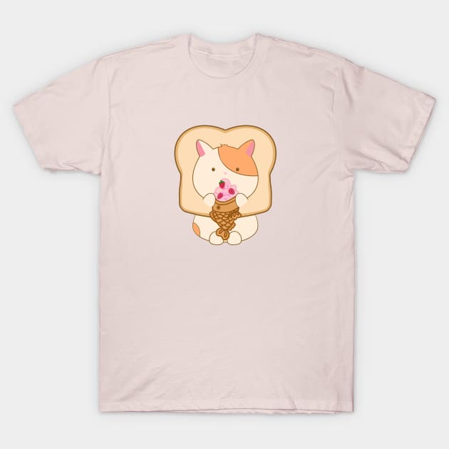 Kitty Eating Ice Cream Taiyaki T-Shirt by JileeArt